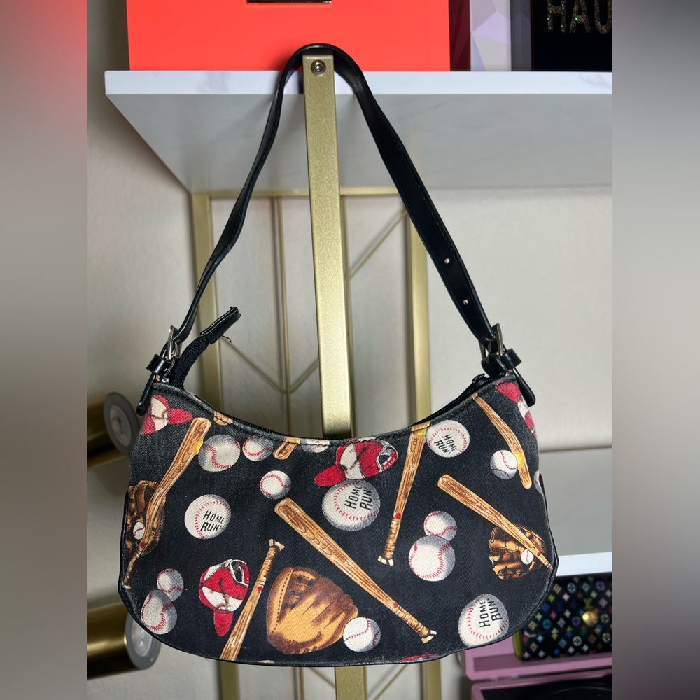 Baseball Fan Bling Print Shoulder Bag - Picture 3 of 4